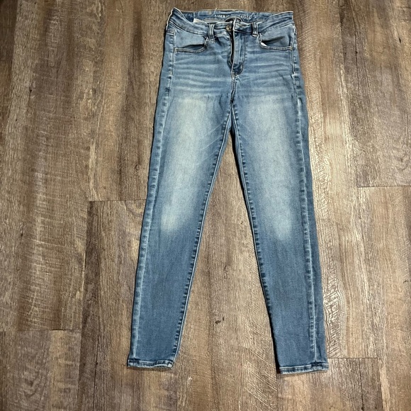 American Eagle Women's Skinny Jeans Medium Wash Blue High Rise Stretch - Picture 7 of 8